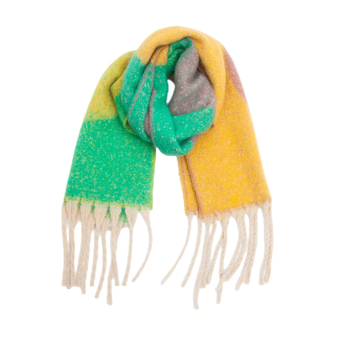 Abstract Colorblock Tassel Blanket Scarf